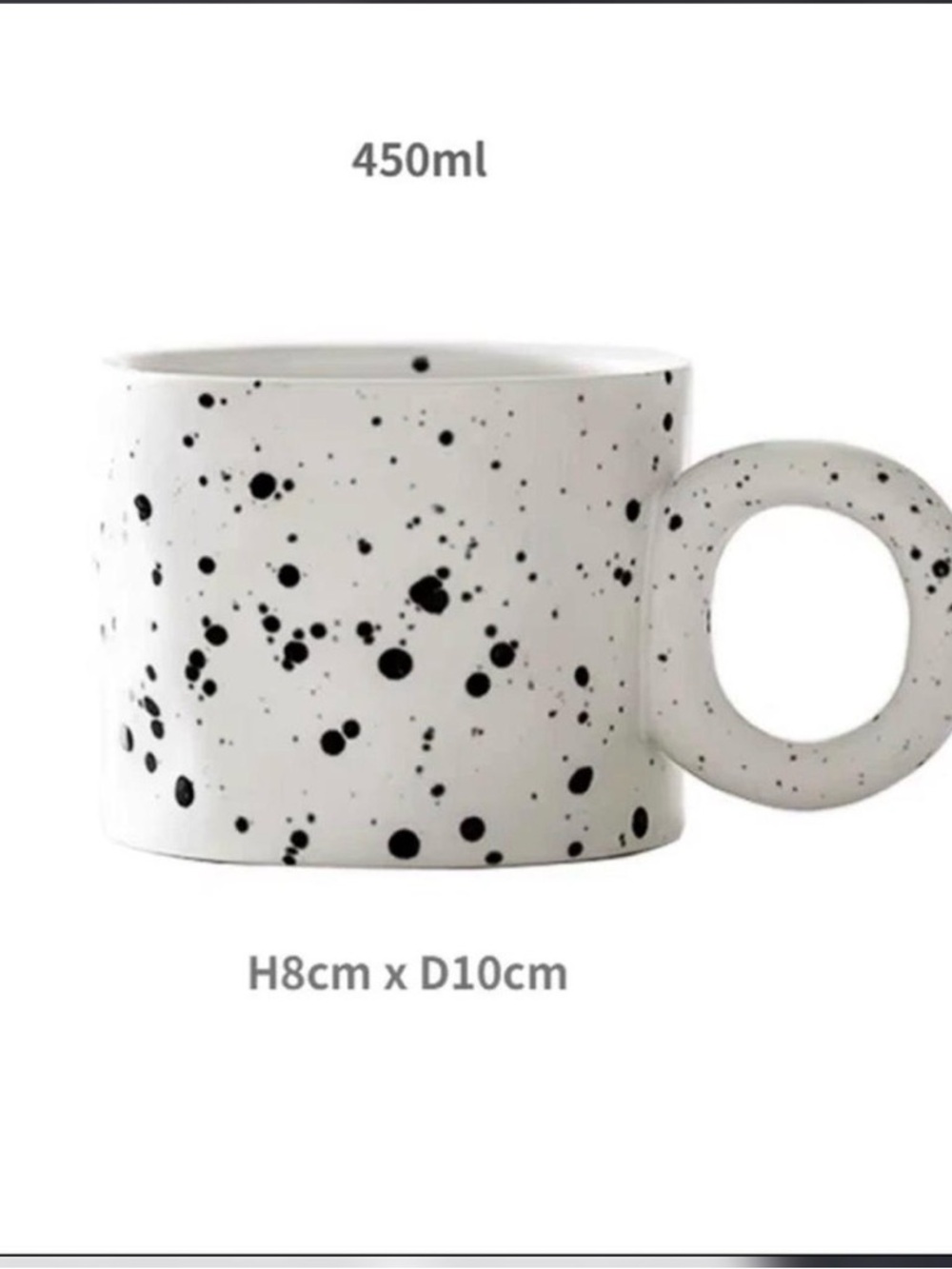 Speckled Ceramic Mug – White with Black Splatter